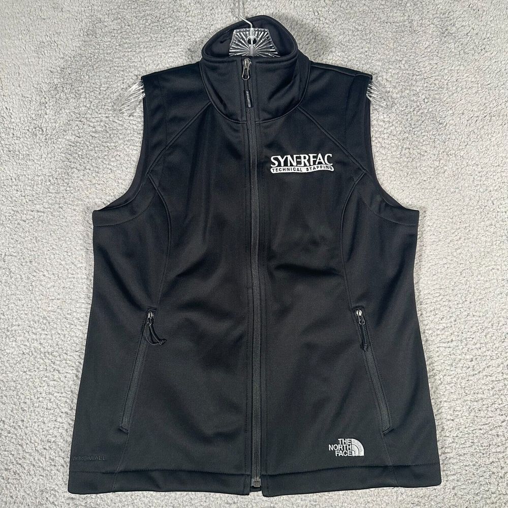 The North Face Vest Womens Medium Black Windwall Ridgewall Full Zip Outdoor Logo